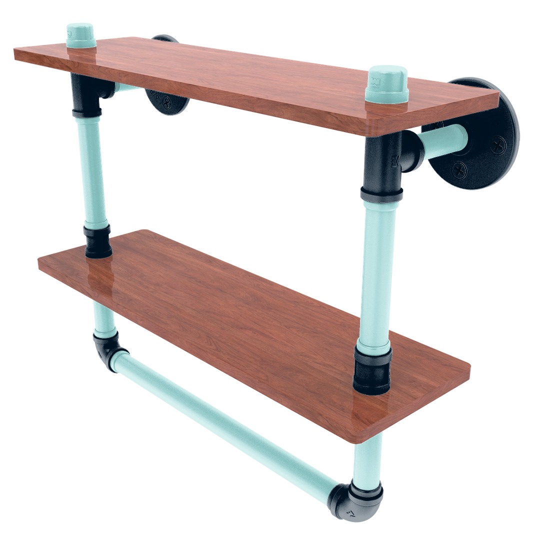 Slapshot Collection Double Wood Shelf with Towel Bar Seattle Edition