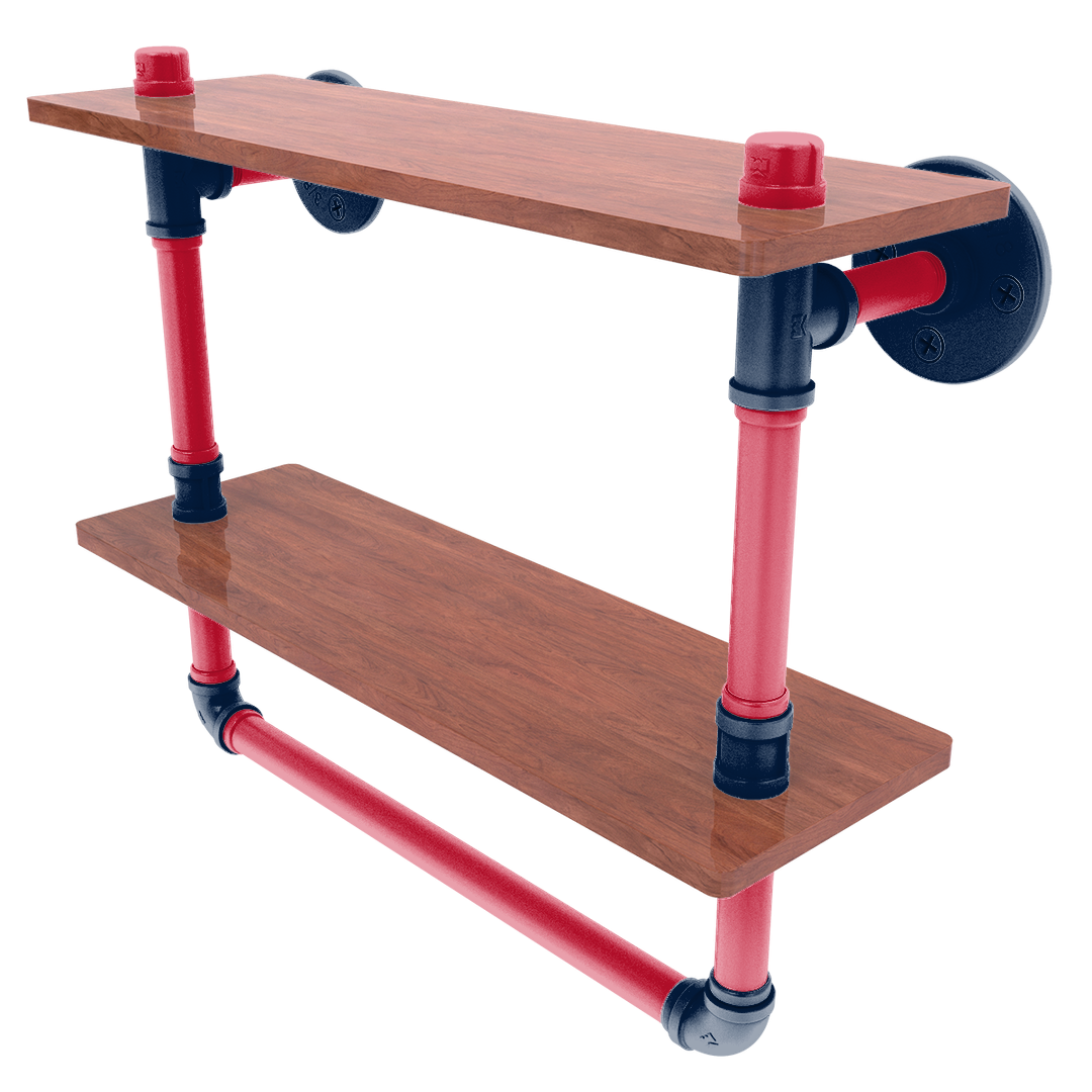 Slapshot Collection Double Wood Shelf with Towel Bar Washington Edition