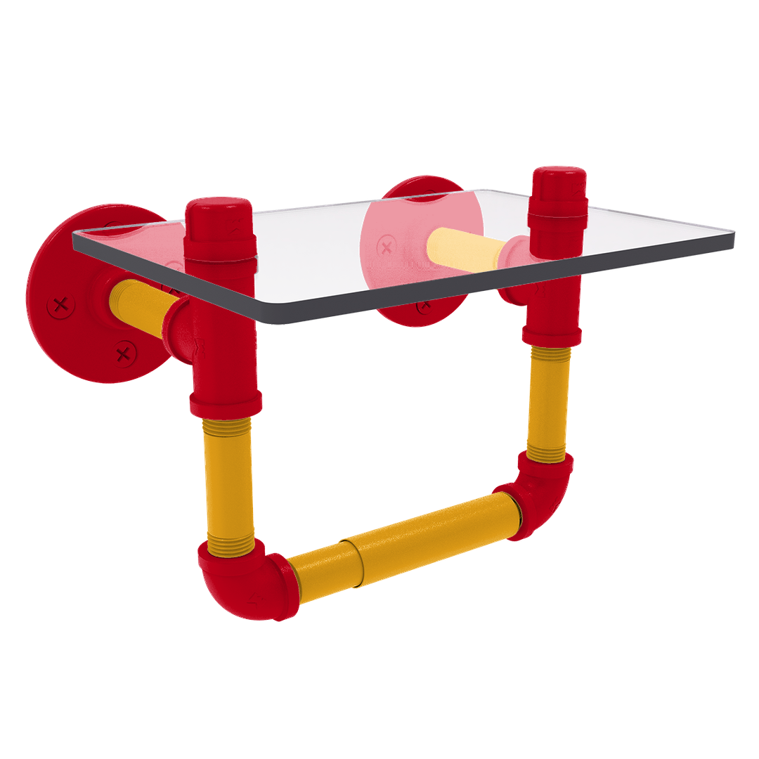 Slapshot Collection Toilet Tissue Holder with Glass Shelf Calgary Edition