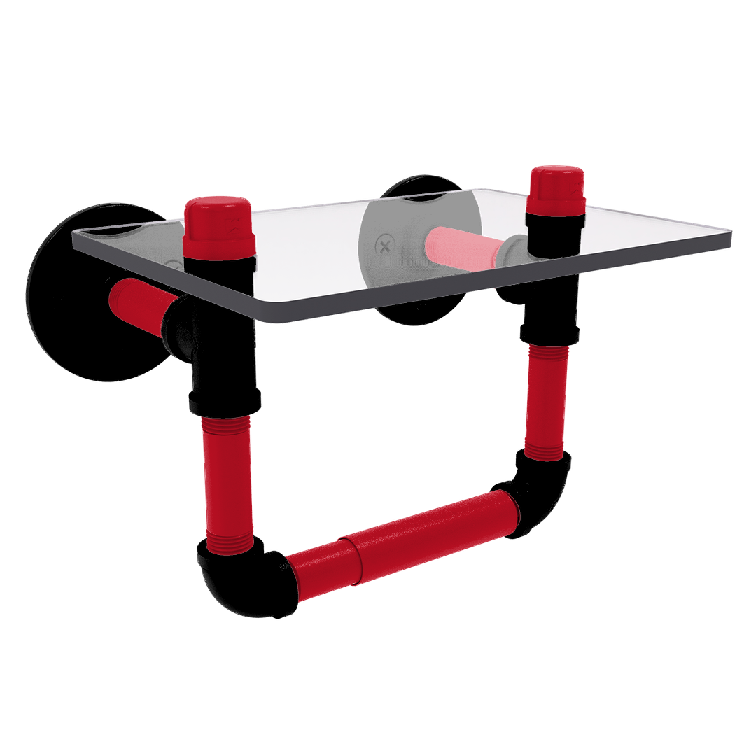 Slapshot Collection Toilet Tissue Holder with Glass Shelf Carolina Edition