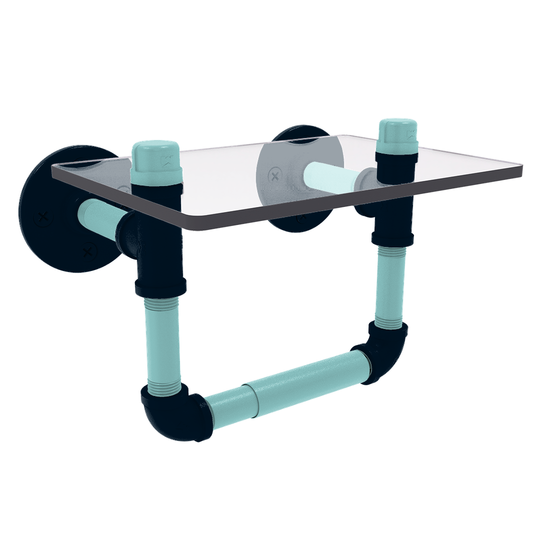 Slapshot Collection Toilet Tissue Holder with Glass Shelf Seattle Edition