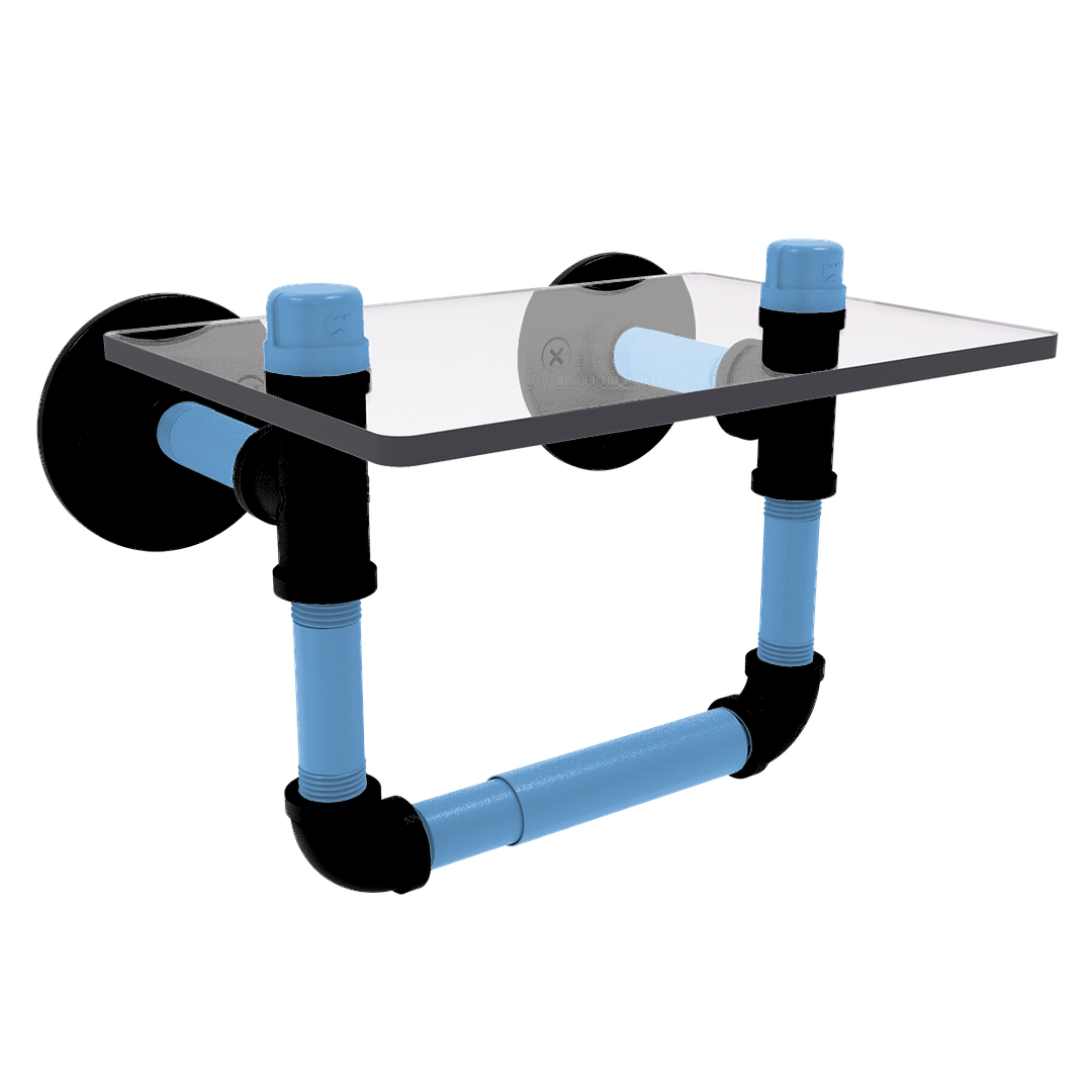 Slapshot Collection Toilet Tissue Holder with Glass Shelf Utah Edition