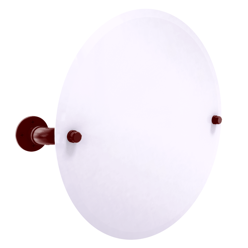 Collegiate Collection Frameless Oval Wall Mounted Tilt Mirror College Station Maroon and White Edition