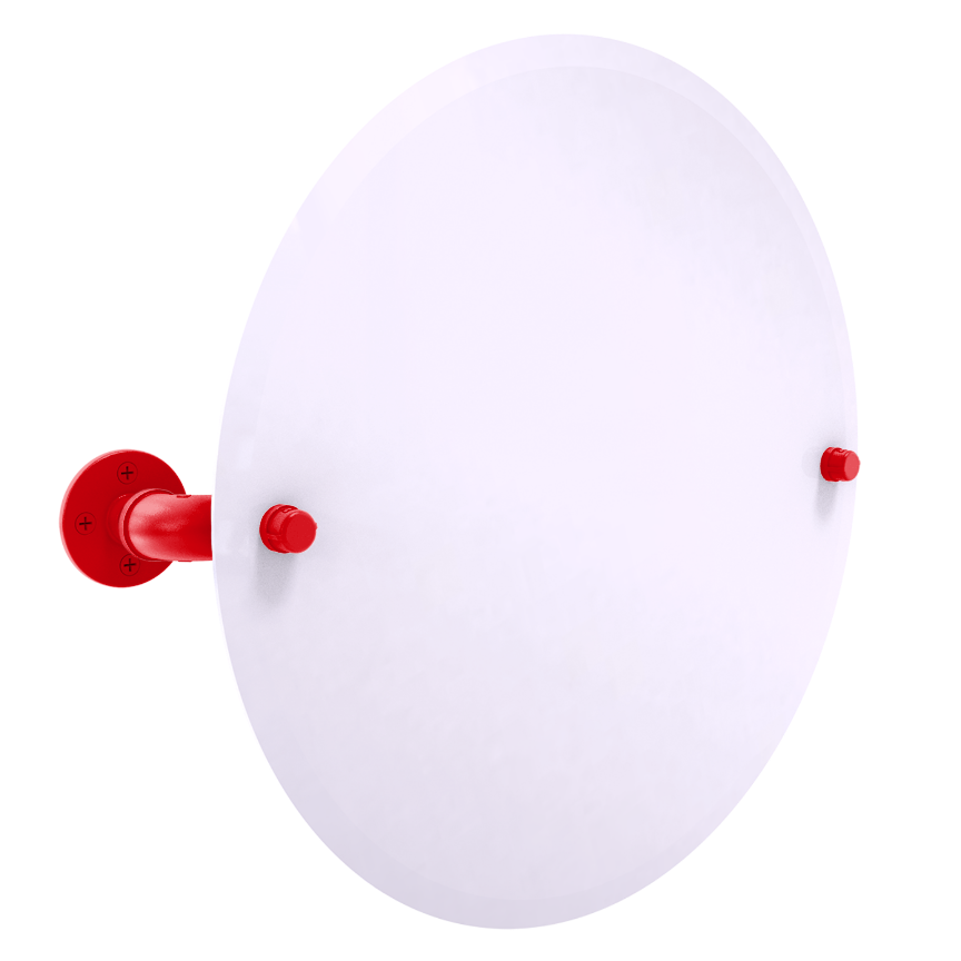 Collegiate Collection Frameless Round Wall Mounted Tilt Mirror Lawrence Blue and Crimson Edition