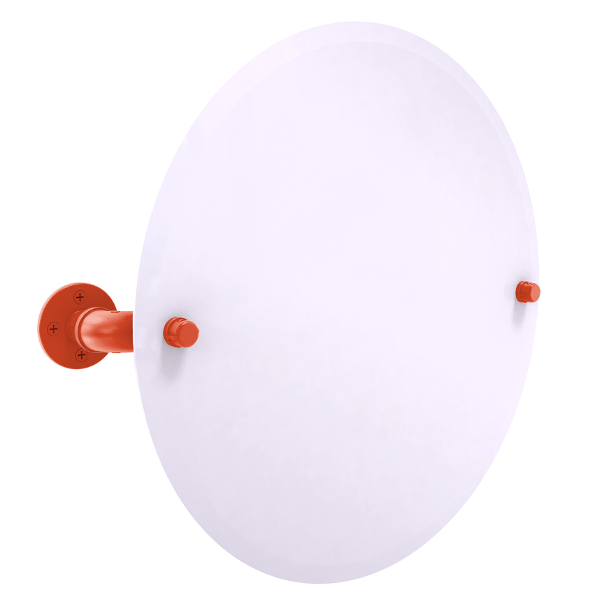 Collegiate Collection Frameless Round Wall Mounted Tilt Mirror Champaign Orange and Blue Edition