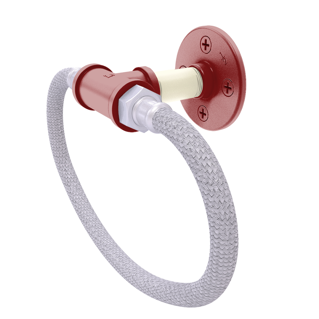Collegiate Collection Towel Ring with Stainless Steel Braided Ring Norman Crimson and Cream Edition