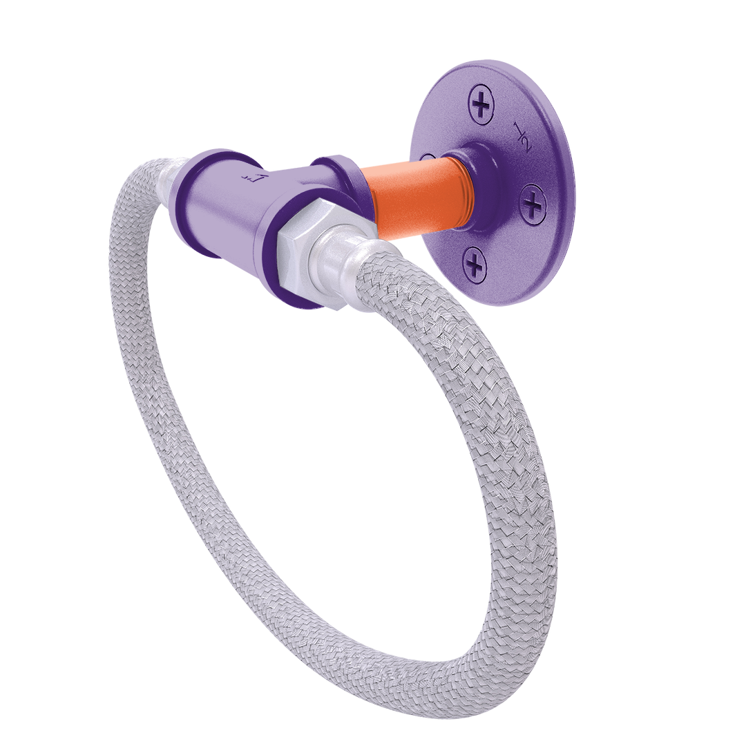Collegiate Collection Towel Ring with Stainless Steel Braided Ring Foothills Orange and Purple Edition