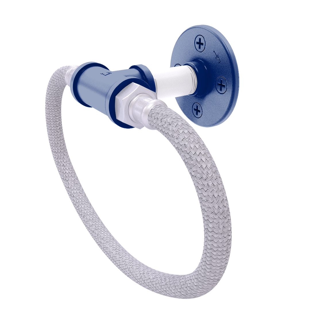 Collegiate Collection Towel Ring with Stainless Steel Braided Ring Durham Blue and White Edition