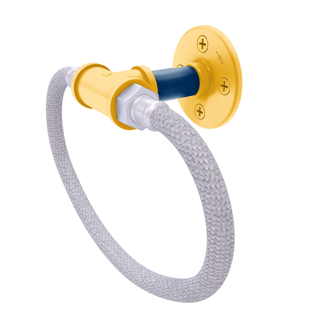 Collegiate Collection Towel Ring with Stainless Steel Braided Ring Bay Area Blue and Gold Edition