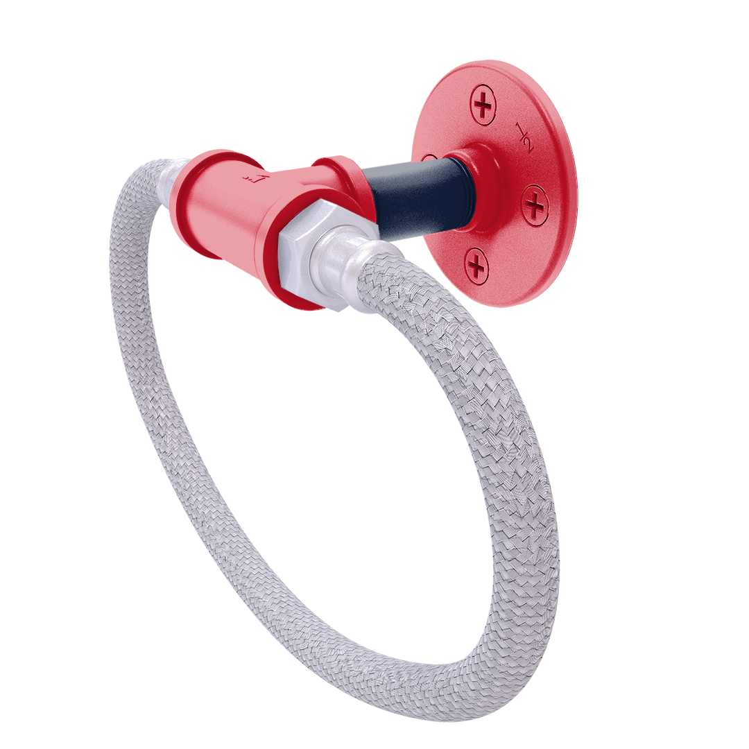 Collegiate Collection Towel Ring with Stainless Steel Braided Ring Oxford Red and Navy Edition