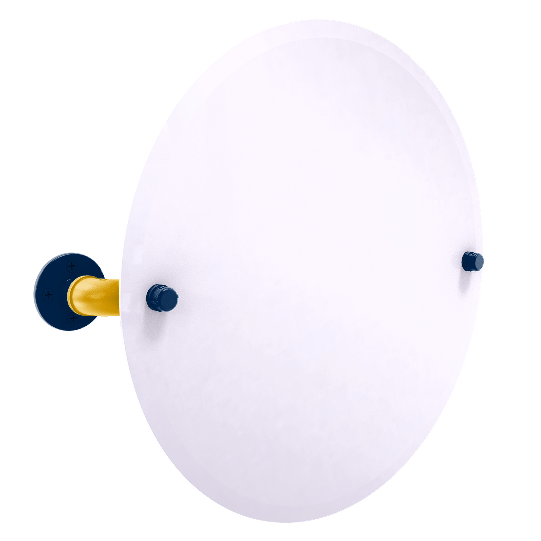 Collegiate Collection Frameless Oval Wall Mounted Tilt Mirror Mountaineer State Blue and Gold Edition