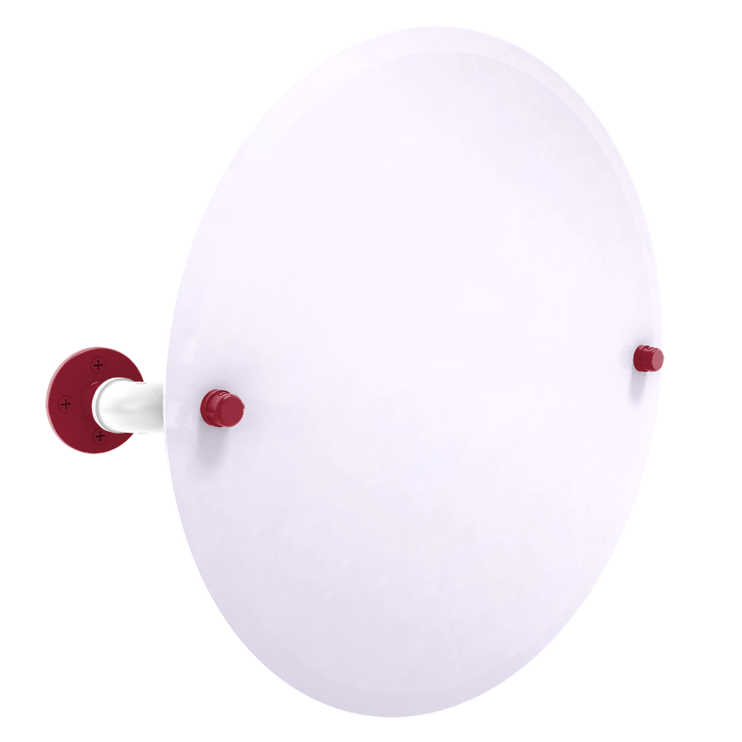 Collegiate Collection Frameless Oval Wall Mounted Tilt Mirror Fayetteville Red and White Edition