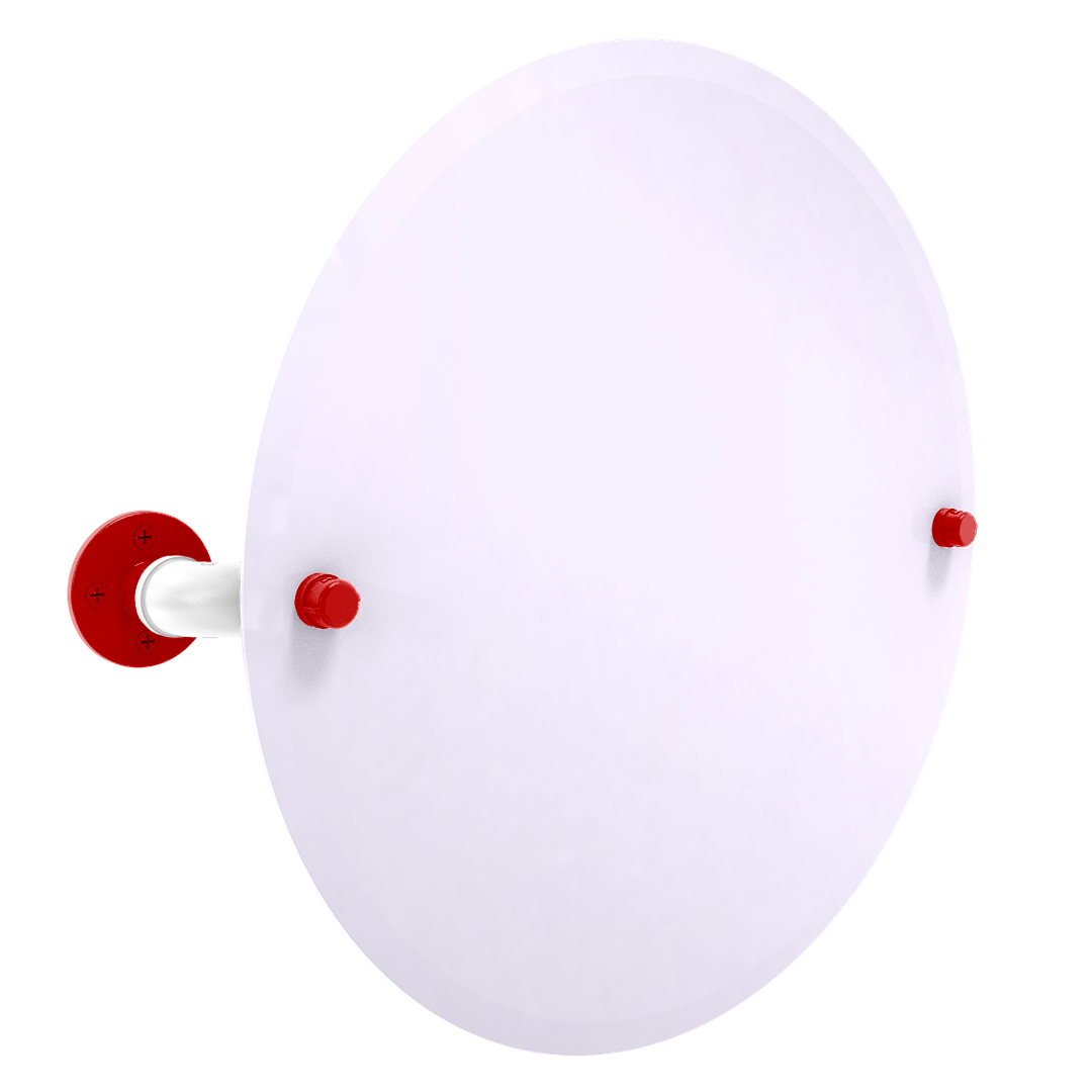 Collegiate Collection Frameless Round Wall Mounted Tilt Mirror Cornhusker Red and White Edition