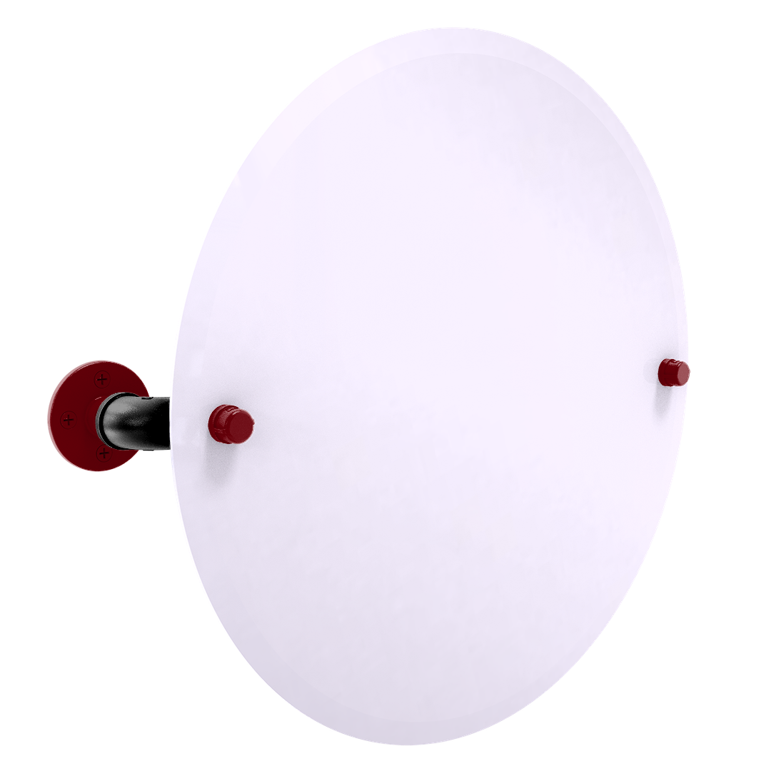 Collegiate Collection Frameless Round Wall Mounted Tilt Mirror Columbia Garnet and Black Edition