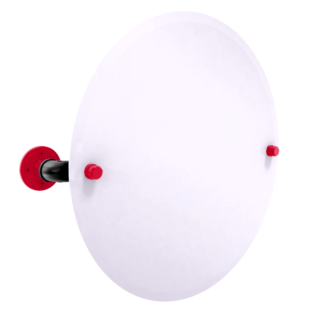 Collegiate Collection Frameless Oval Wall Mounted Tilt Mirror Cincy Red and Black Edition