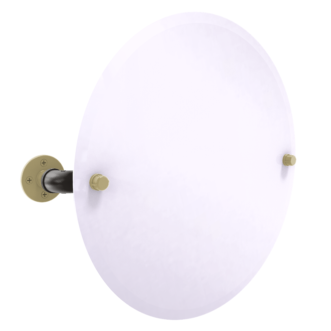 Collegiate Collection Frameless Oval Wall Mounted Tilt Mirror Boulder Black and Gold Edition
