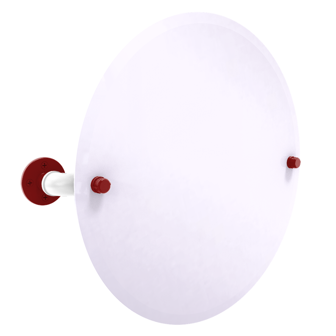 Collegiate Collection Frameless Oval Wall Mounted Tilt Mirror Silicon Valley Red and White Edition