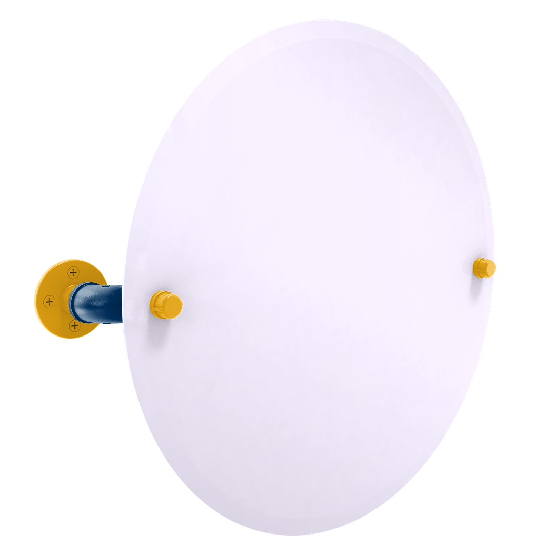 Collegiate Collection Frameless Round Wall Mounted Tilt Mirror Bay Area Blue and Gold Edition