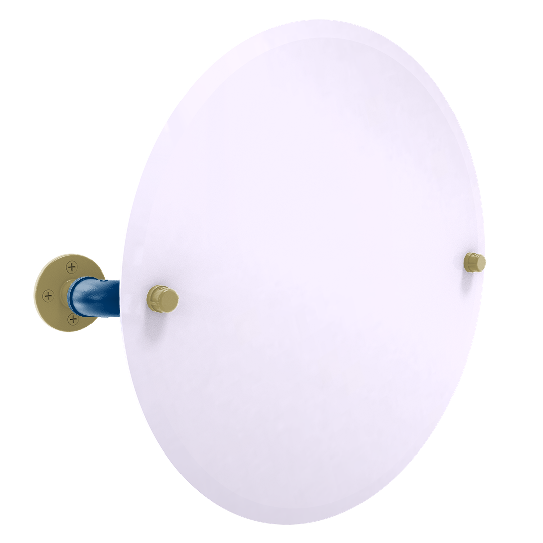 Collegiate Collection Frameless Round Wall Mounted Tilt Mirror Atlanta Gold and White Edition