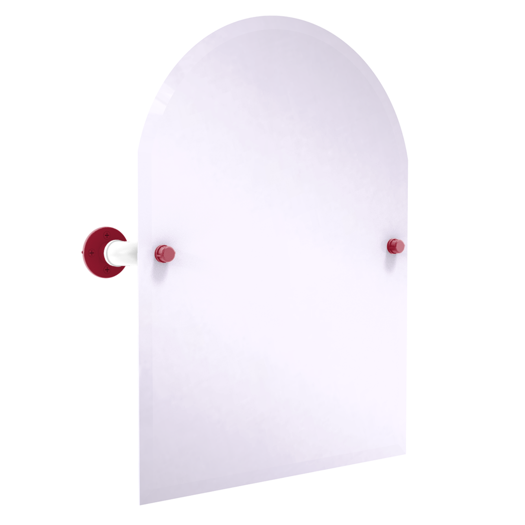 Collegiate Collection Frameless Arched Top Wall Mounted Tilt Mirror Tidewater Red and White Edition