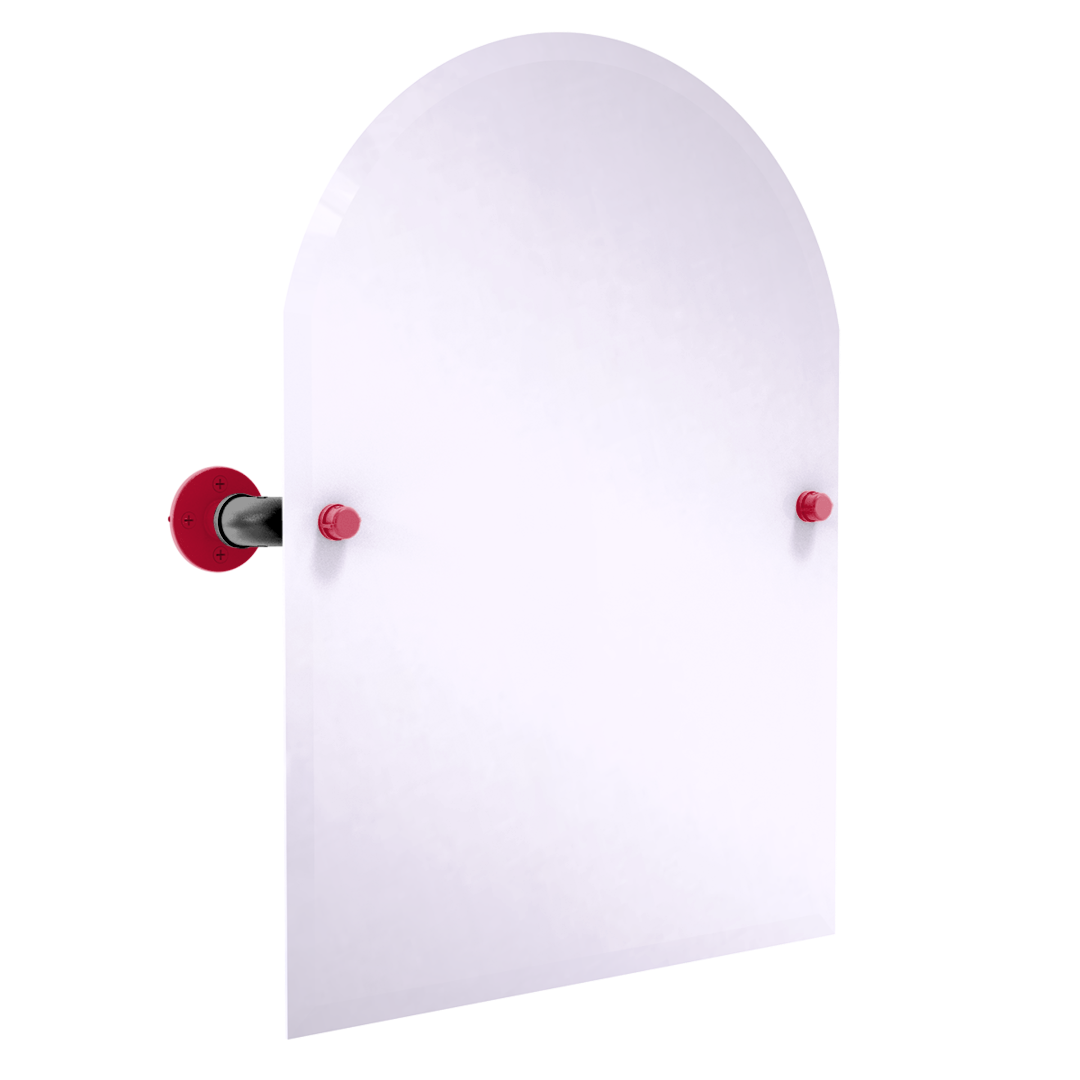 Collegiate Collection Frameless Arched Top Wall Mounted Tilt Mirror Athens Red and Black Edition