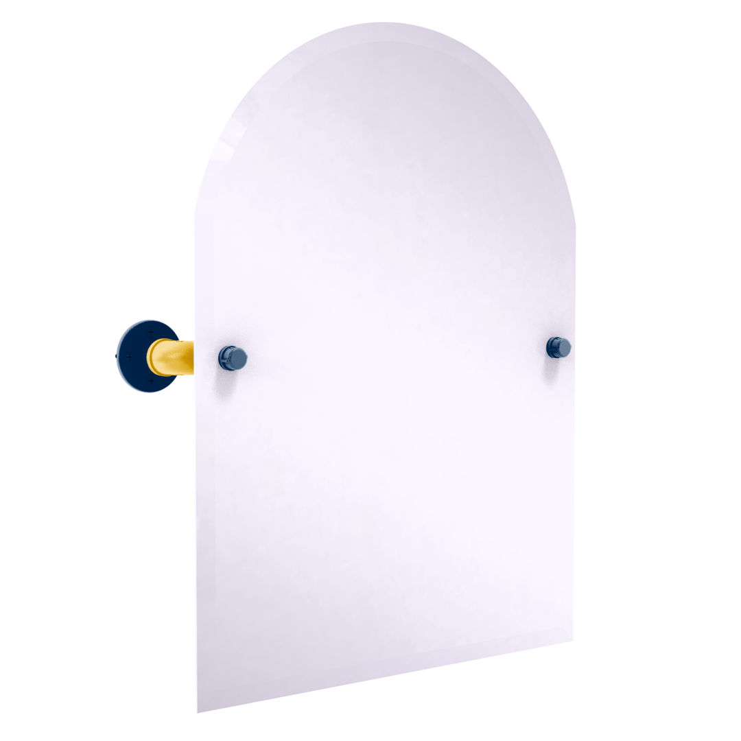 Collegiate Collection Frameless Arched Top Wall Mounted Tilt Mirror Mountaineer State Blue and Gold Edition