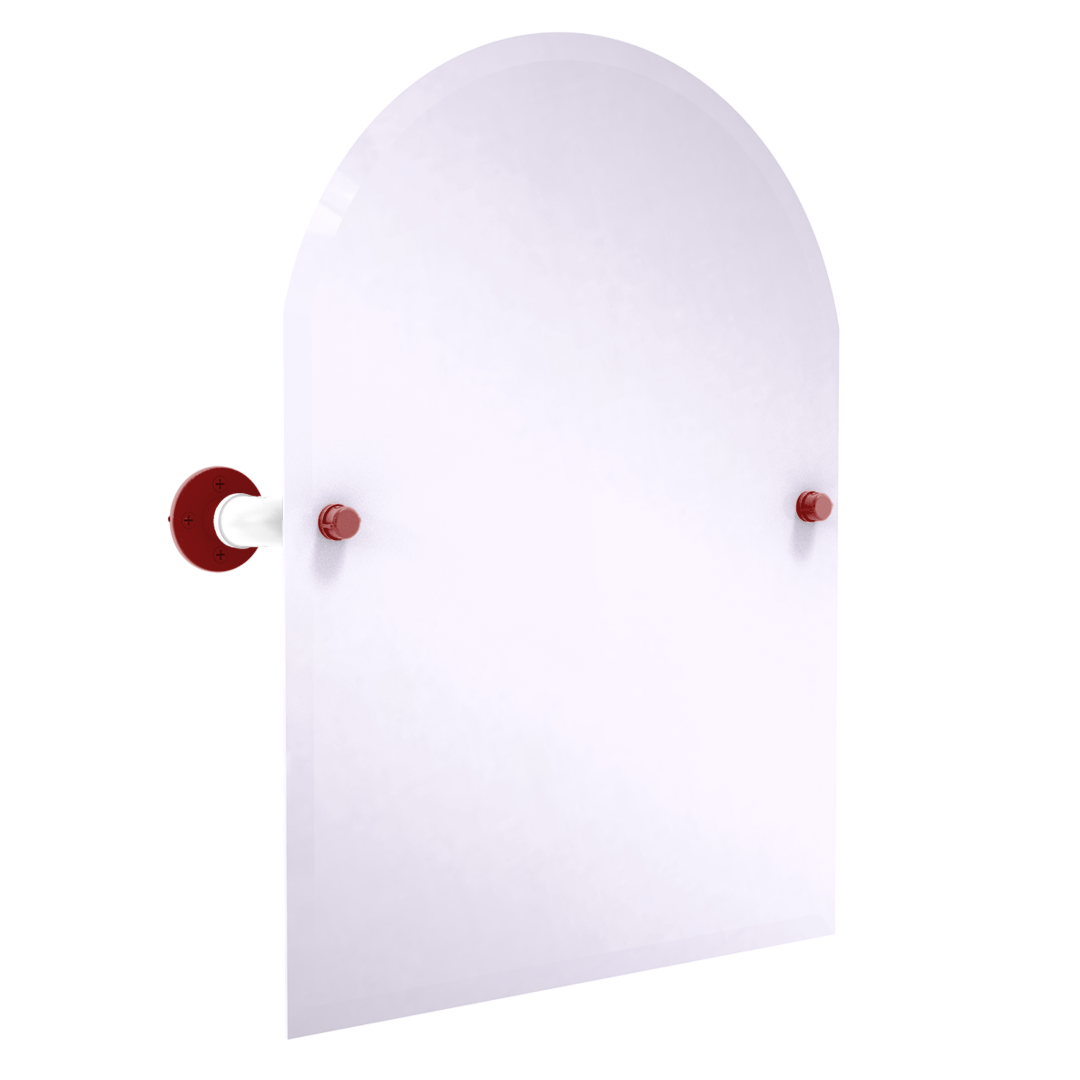 Collegiate Collection Frameless Arched Top Wall Mounted Tilt Mirror Silicon Valley Red and White Edition