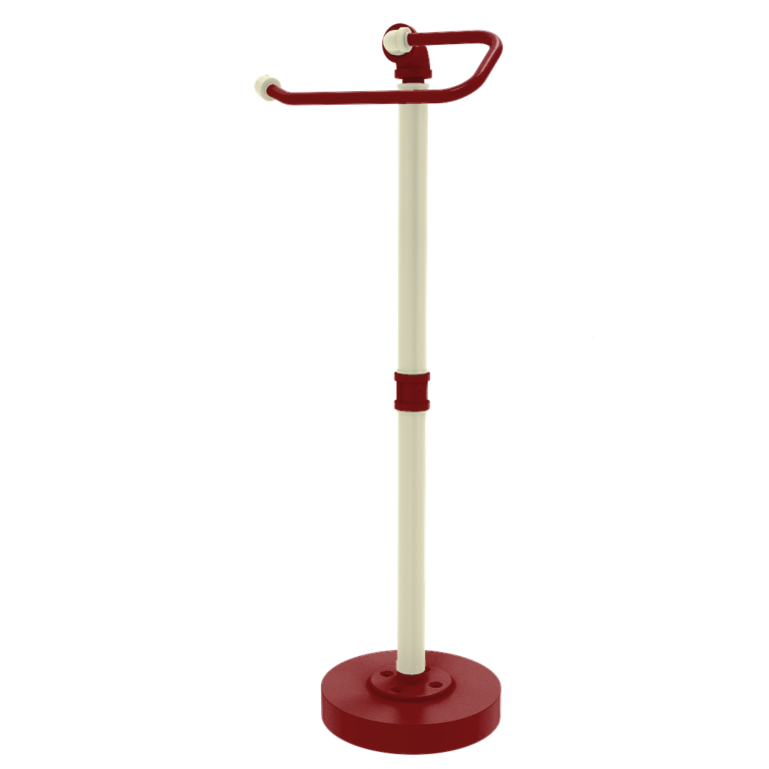 Collegiate Collection Freestanding Euro Style Toilet Tissue Stand Norman Crimson and Cream Edition