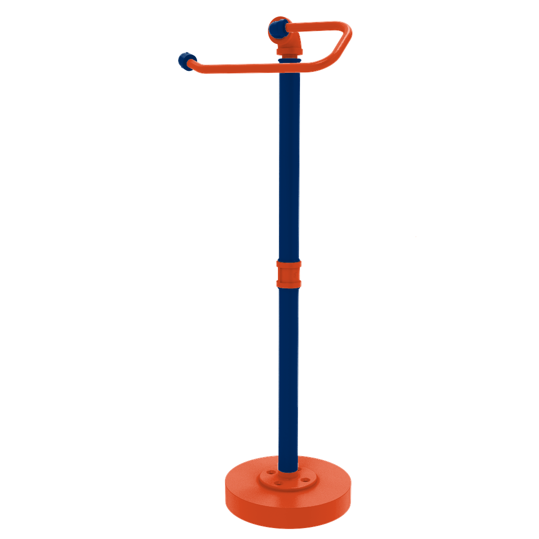Collegiate Collection Freestanding Euro Style Toilet Tissue Stand Charlottesville Orange and Blue Edition