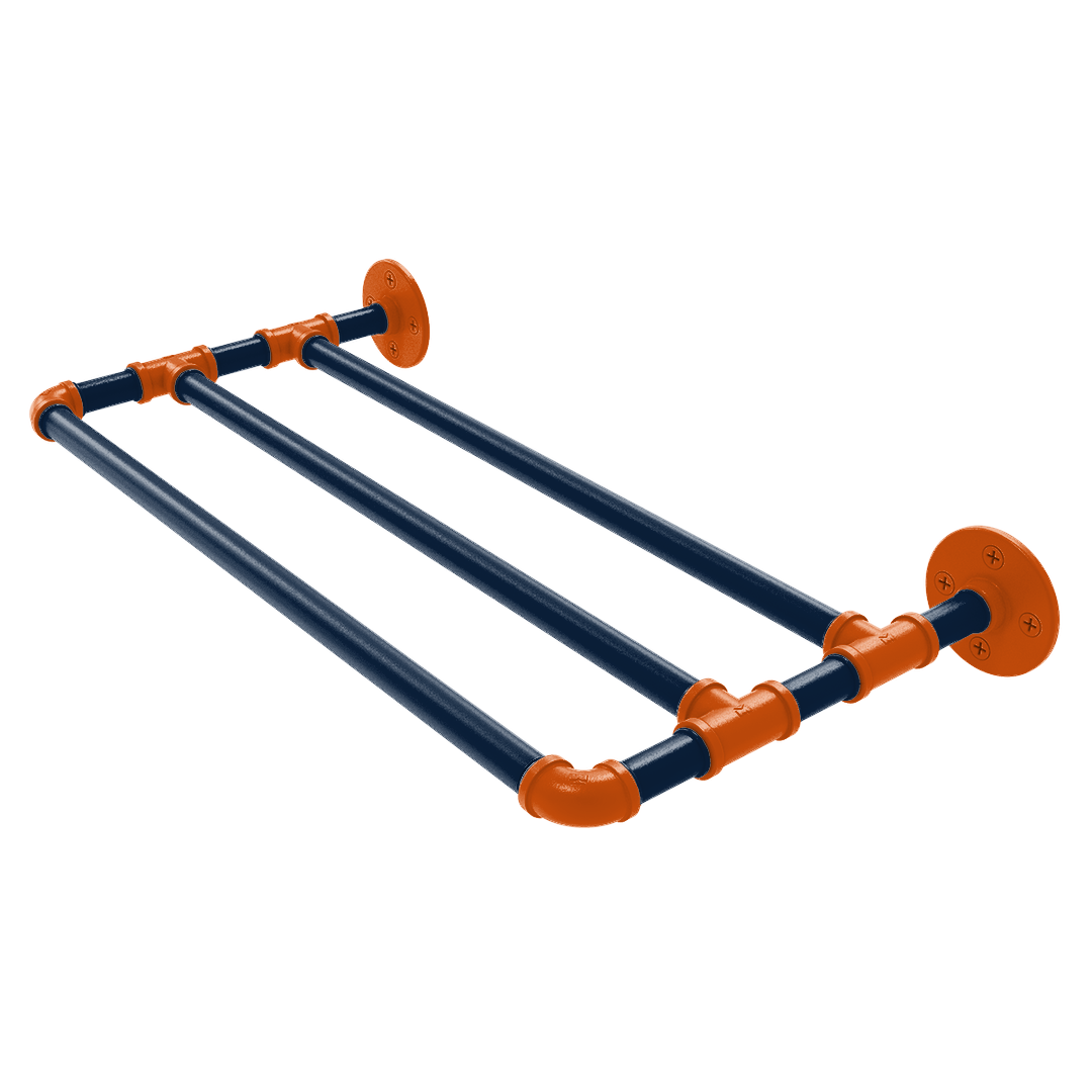 Collegiate Collection Wall Mounted Towel Shelf Plainsmen Blue and Orange Edition