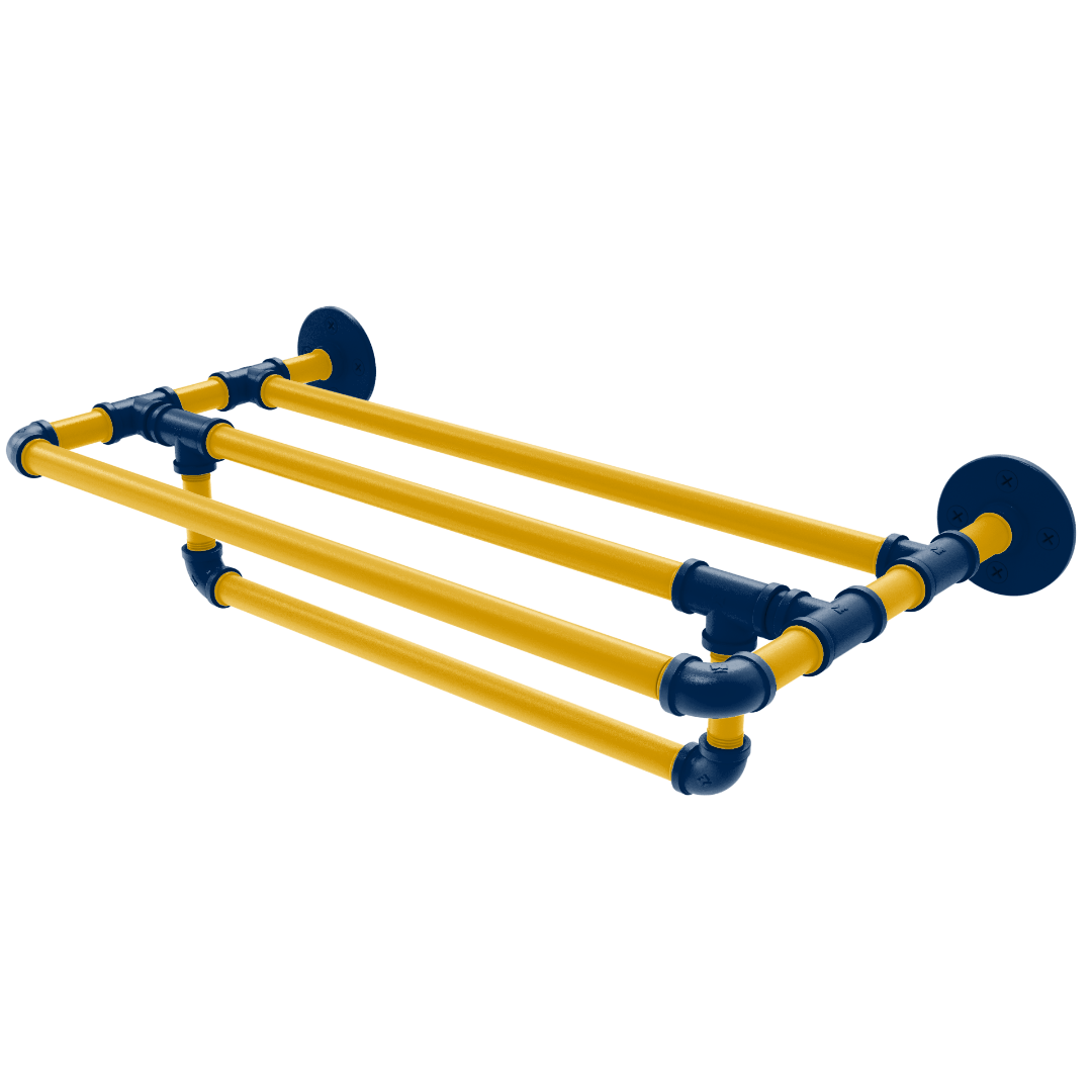 Collegiate Collection Wall Mounted Towel Shelf with Towel Bar Mountaineer State Blue and Gold Edition