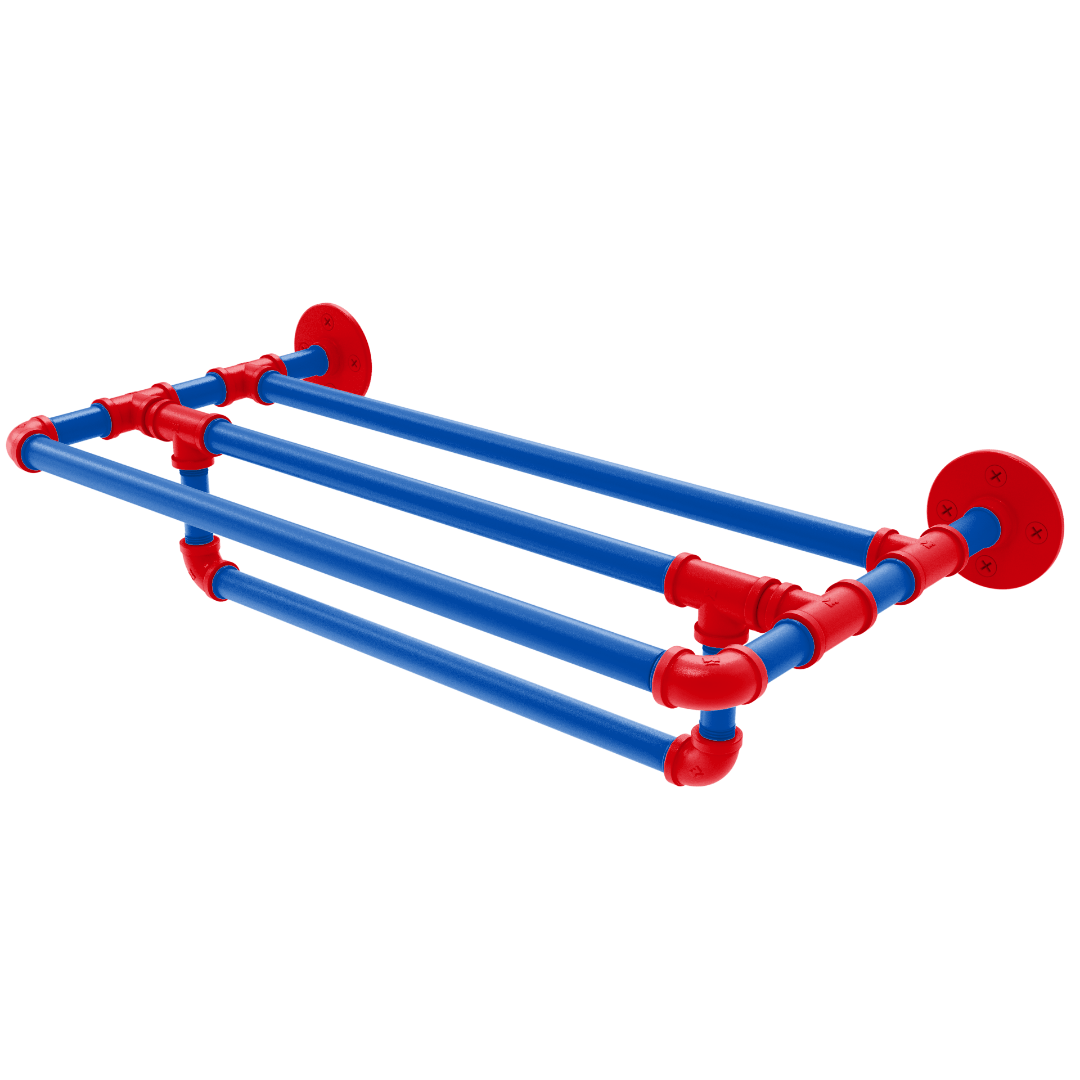 Collegiate Collection Wall Mounted Towel Shelf with Towel Bar Lawrence Blue and Crimson Edition