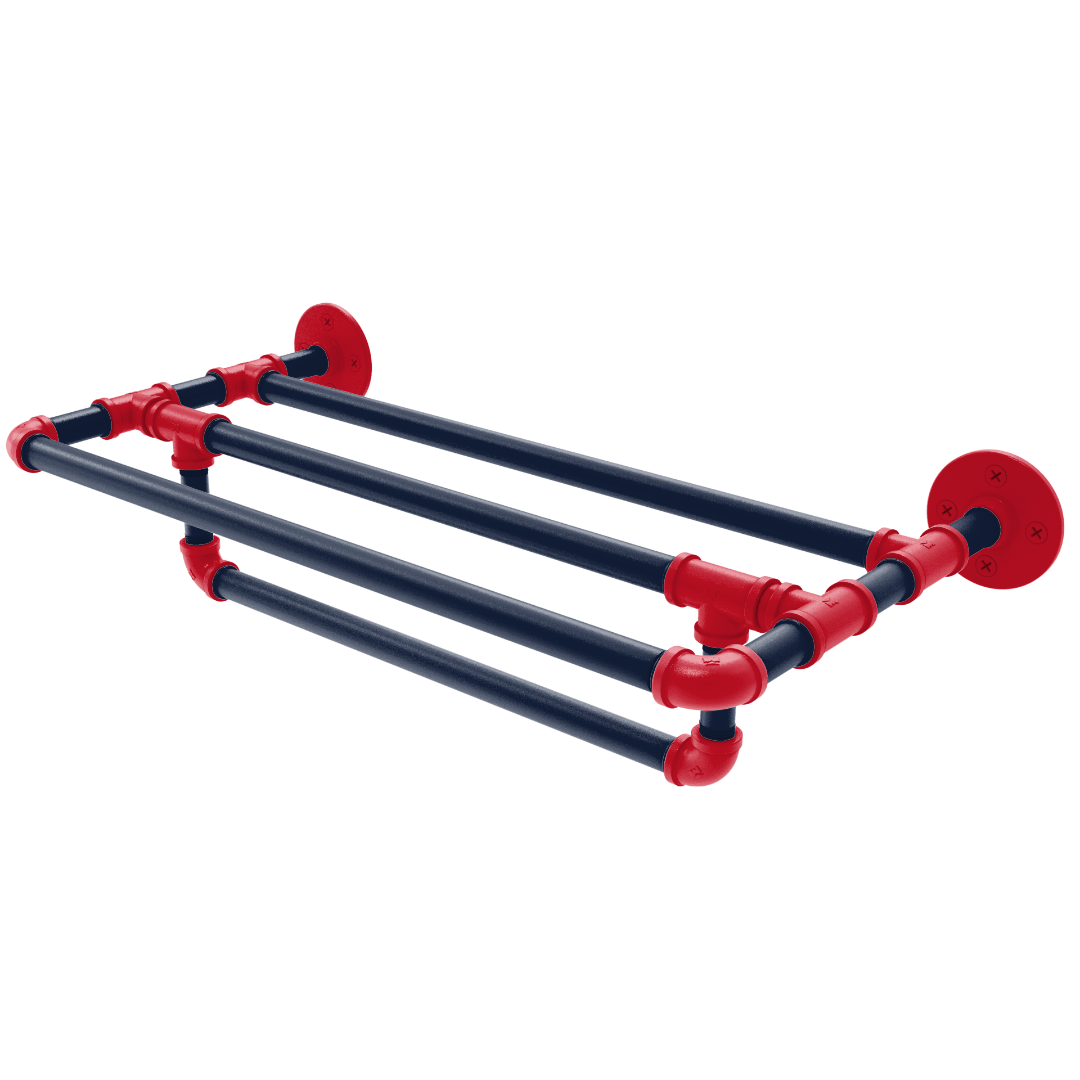 Collegiate Collection Wall Mounted Towel Shelf with Towel Bar Oxford Red and Navy Edition