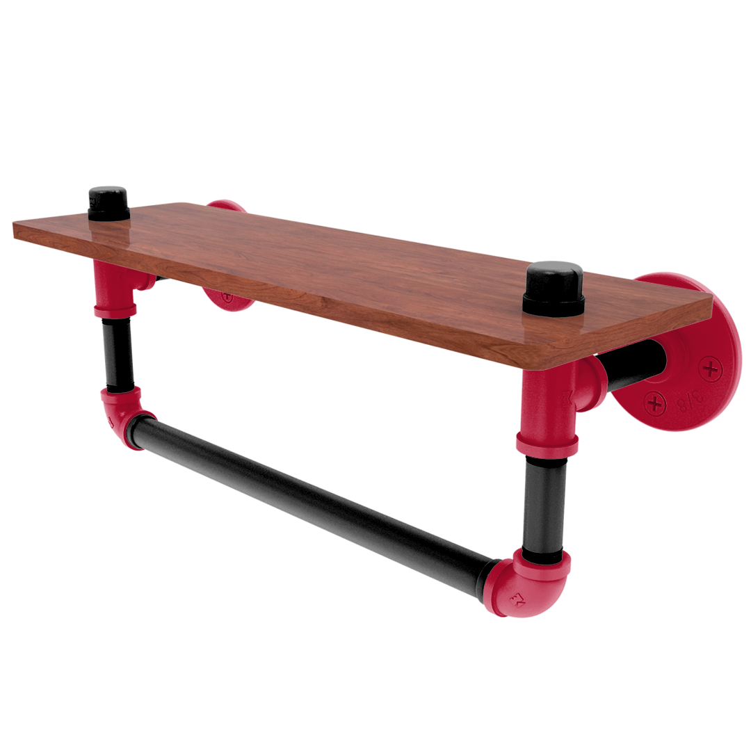 Collegiate Collection Wood Shelf with Towel Bar Athens Red and Black Edition