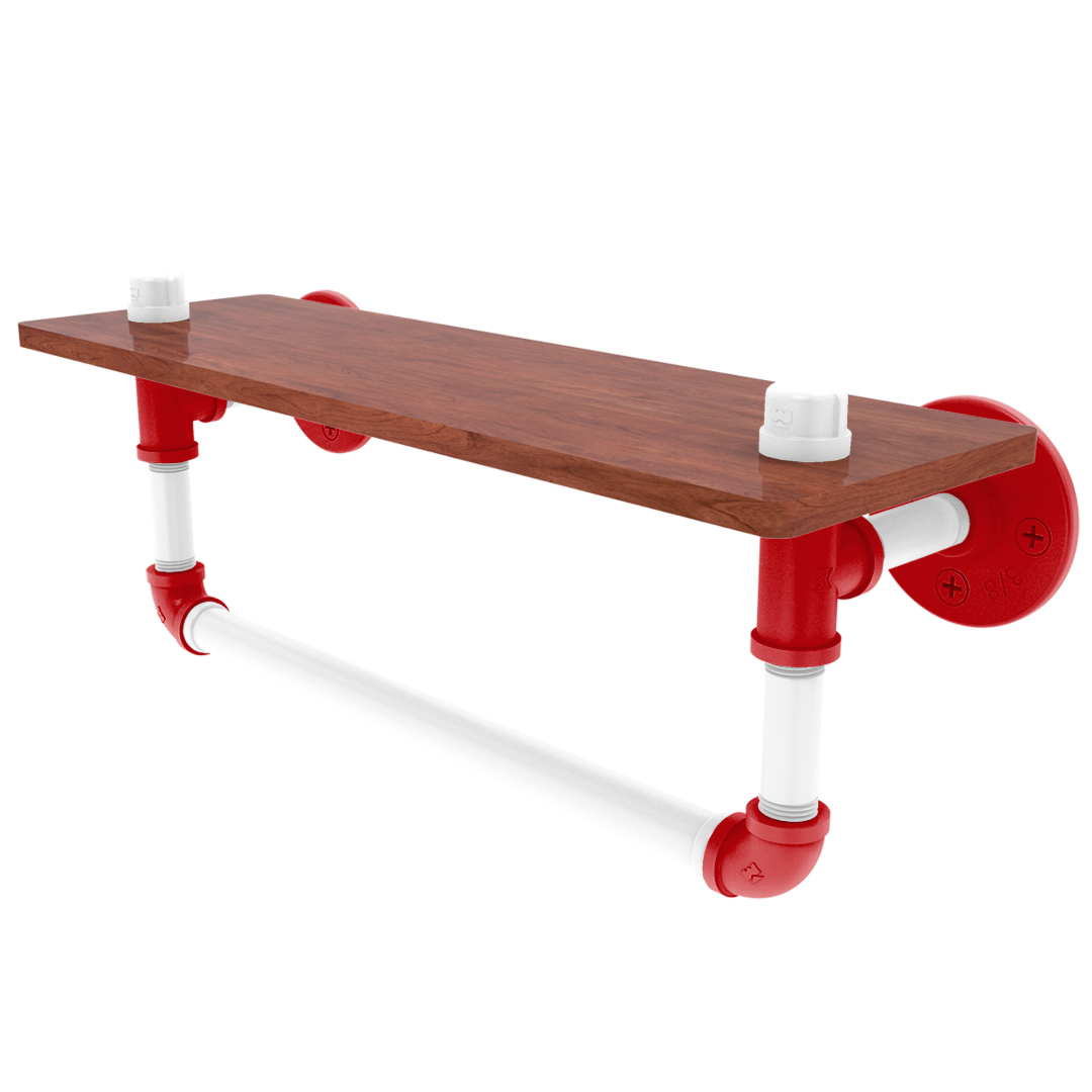 Collegiate Collection Wood Shelf with Towel Bar Badger State Red and White Edition
