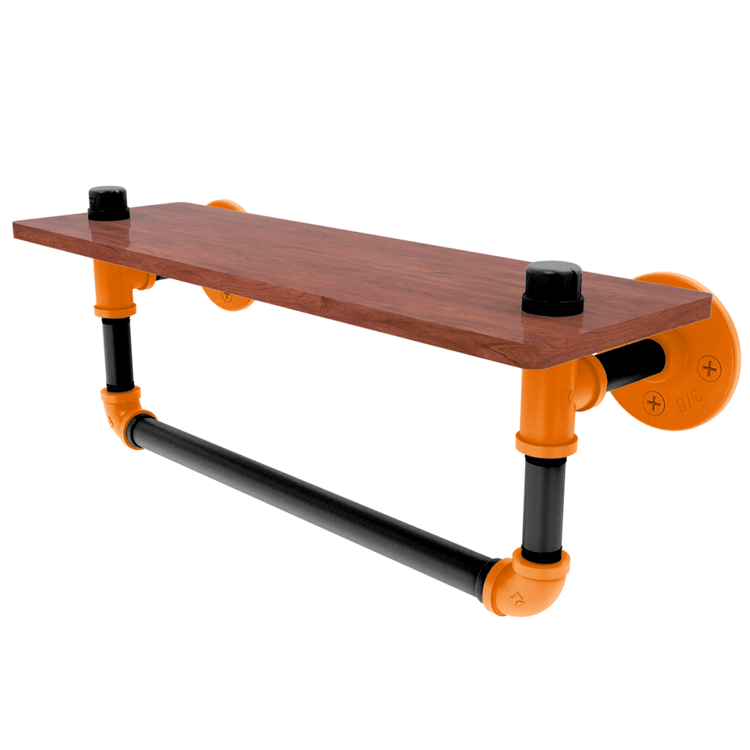 Collegiate Collection Wood Shelf with Towel Bar Stillwater Orange and Black Edition