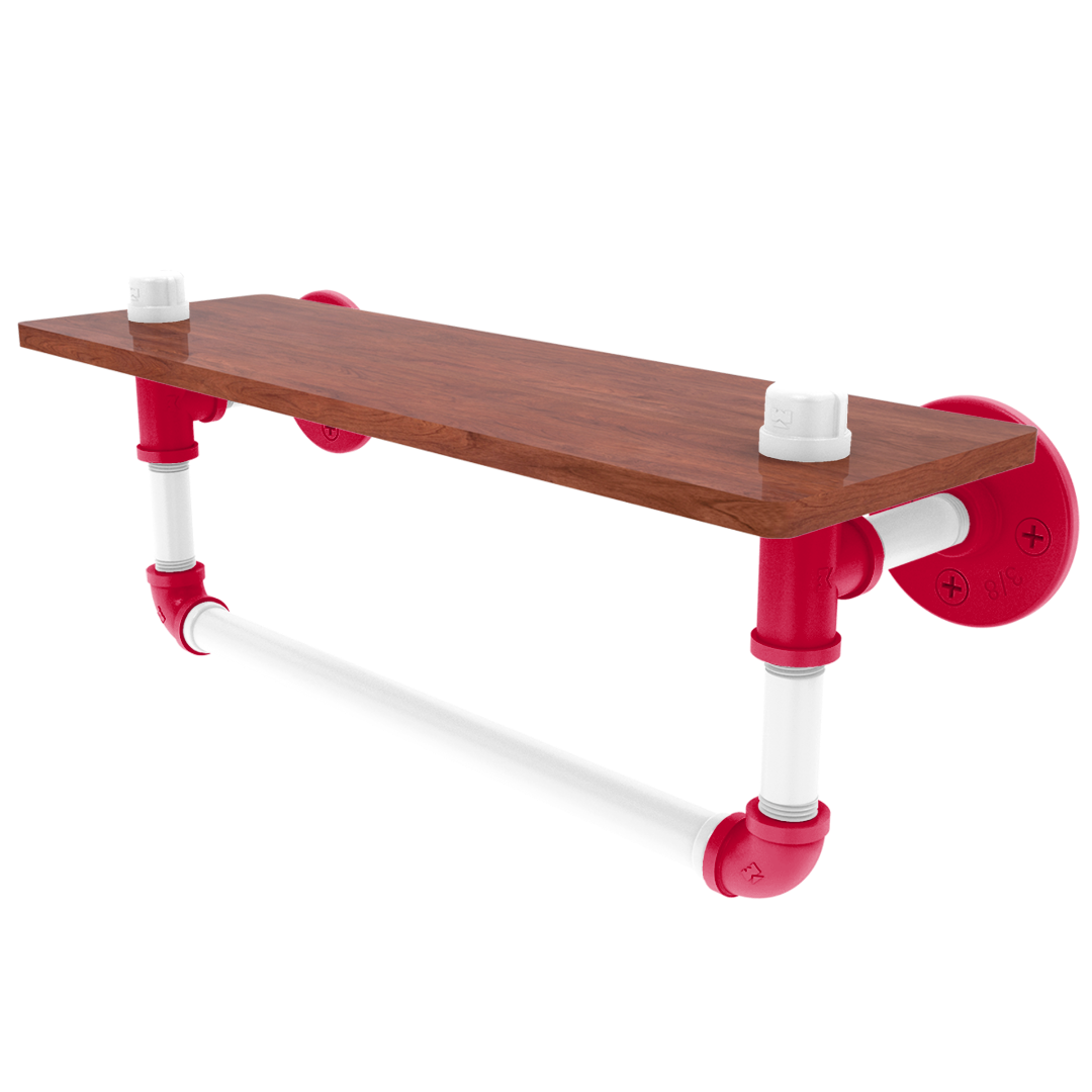 Collegiate Collection Wood Shelf with Towel Bar Salt Lake Red and White Edition