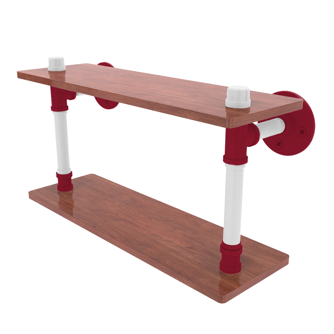 Collegiate Collection Wood Double Shelf Tidewater Red and White Edition