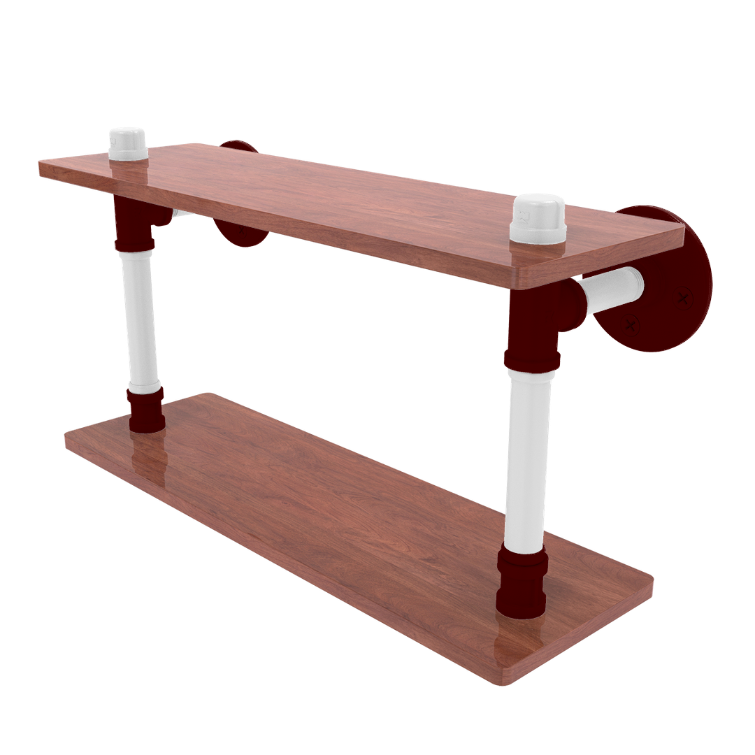 Collegiate Collection Wood Double Shelf College Station Maroon and White Edition