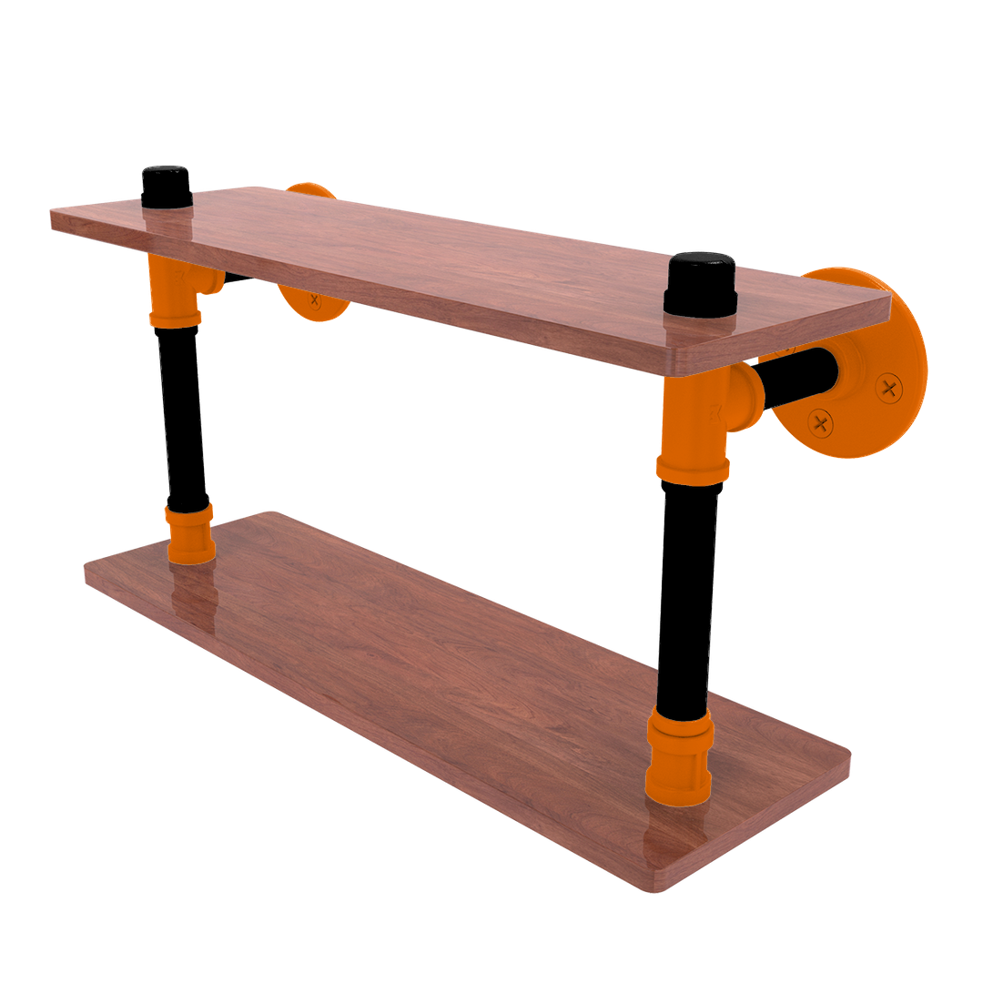 Collegiate Collection Wood Double Shelf Stillwater Orange and Black Edition