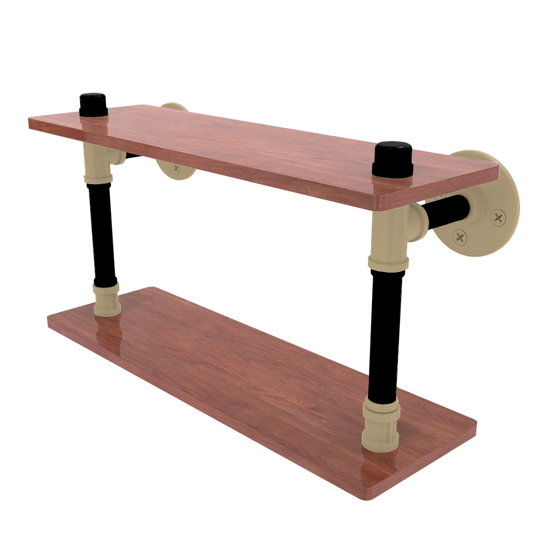 Collegiate Collection Wood Double Shelf West Lafayette Black and Gold Edition