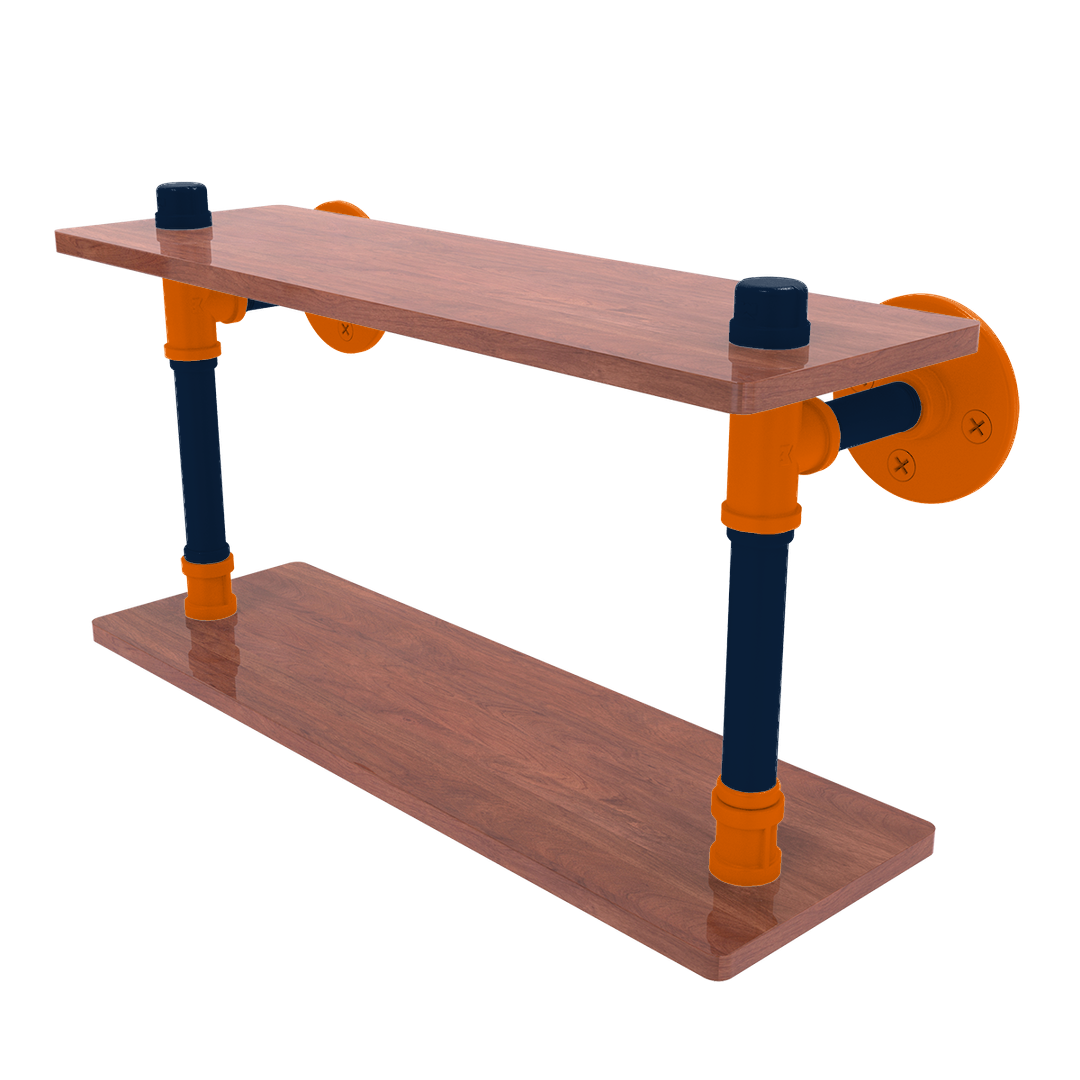 Collegiate Collection Wood Double Shelf Upstate New York Orange and Navy Edition