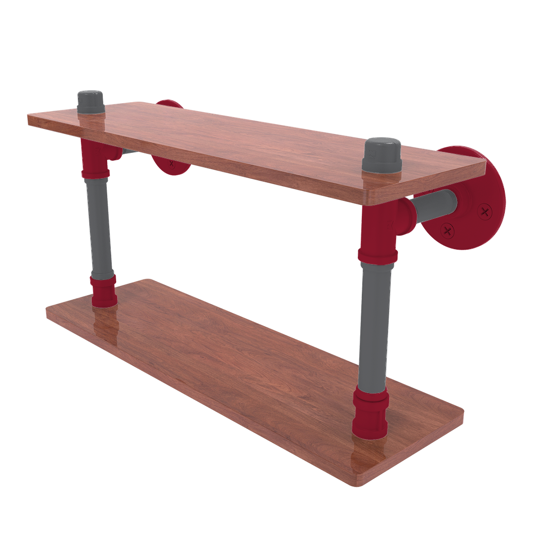 Collegiate Collection Wood Double Shelf Pullman Crimson and Gray Edition