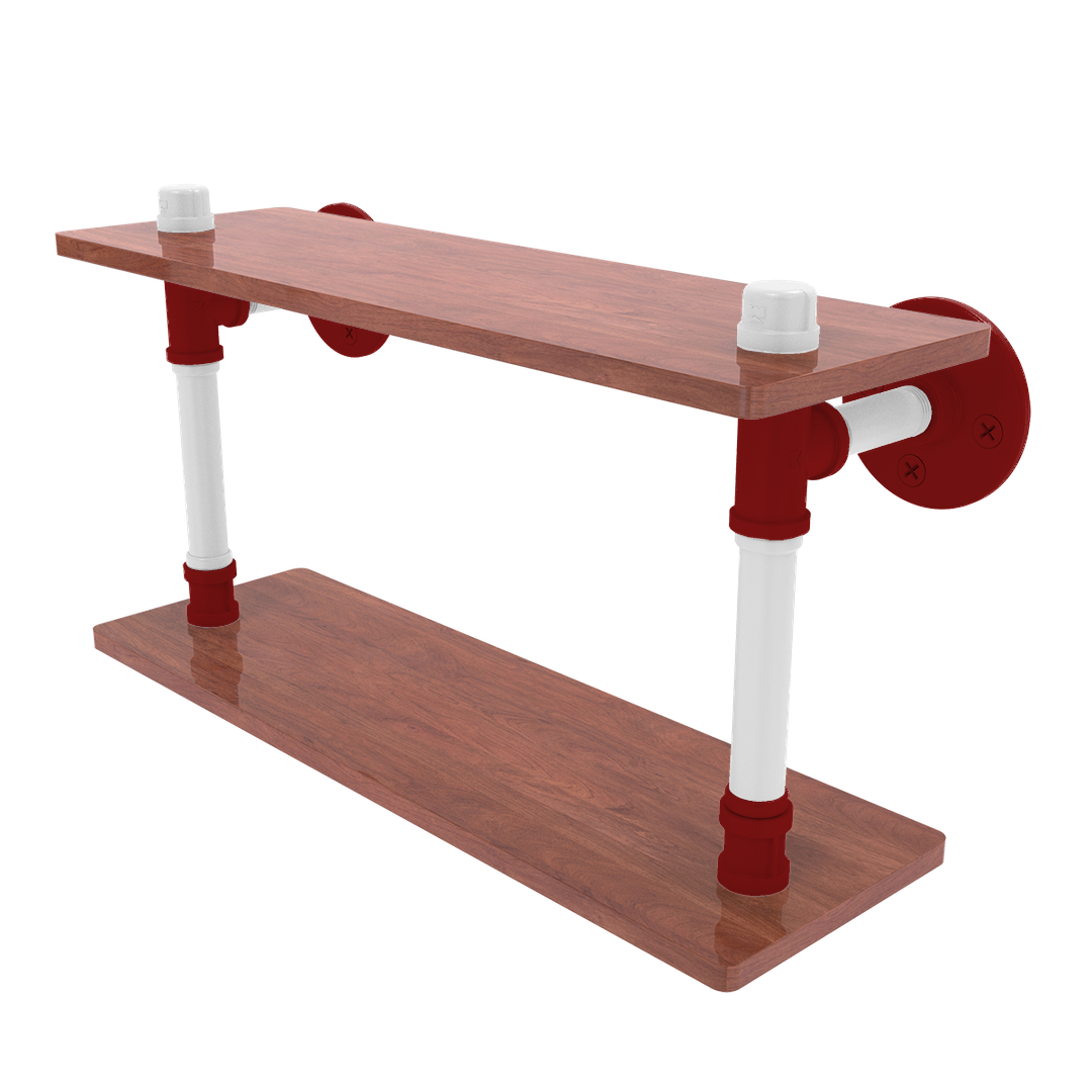 Collegiate Collection Wood Double Shelf Silicon Valley Red and White Edition