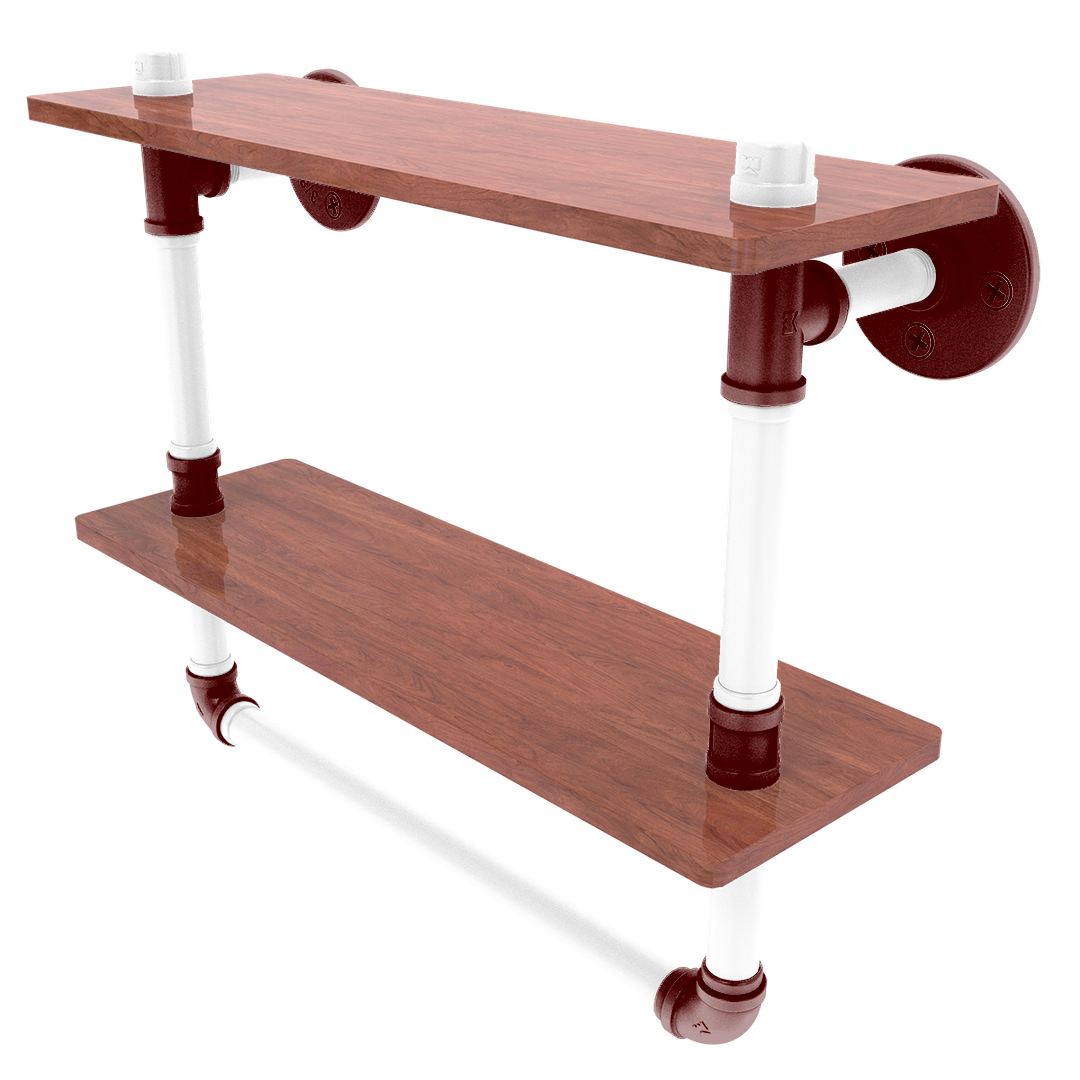 Collegiate Collection Double Wood Shelf with Towel Bar College Station Maroon and White Edition