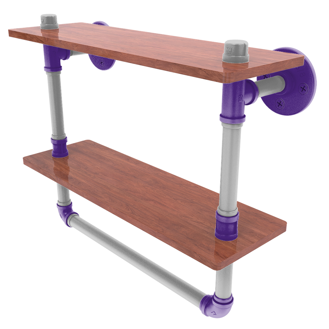 Collegiate Collection Double Wood Shelf with Towel Bar Flint Hills Purple and Silver Edition