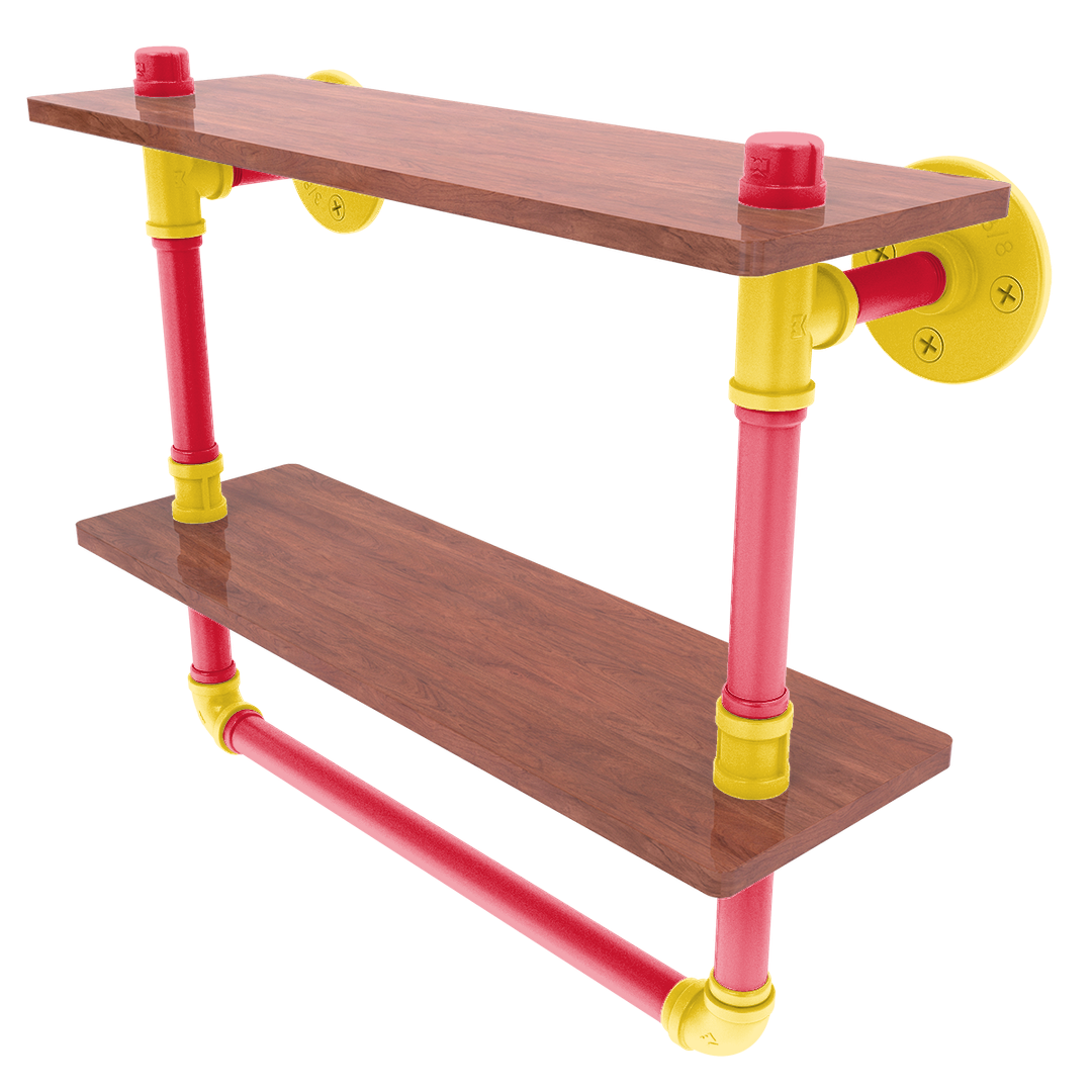 Collegiate Collection Double Wood Shelf with Towel Bar Chesapeake Red Black and Gold Edition