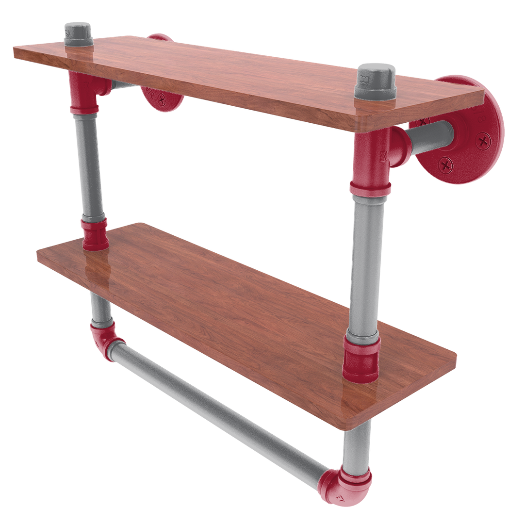 Collegiate Collection Double Wood Shelf with Towel Bar Pullman Crimson and Gray Edition