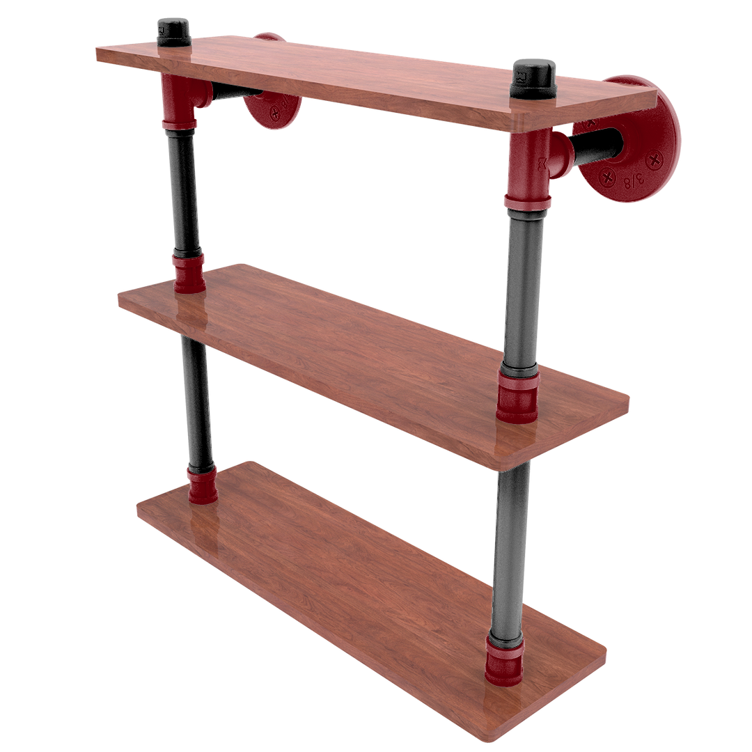 Collegiate Collection Wood Triple Shelf Columbia Garnet and Black Edition