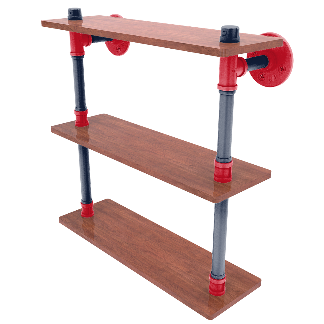 Collegiate Collection Wood Triple Shelf Oxford Red and Navy Edition